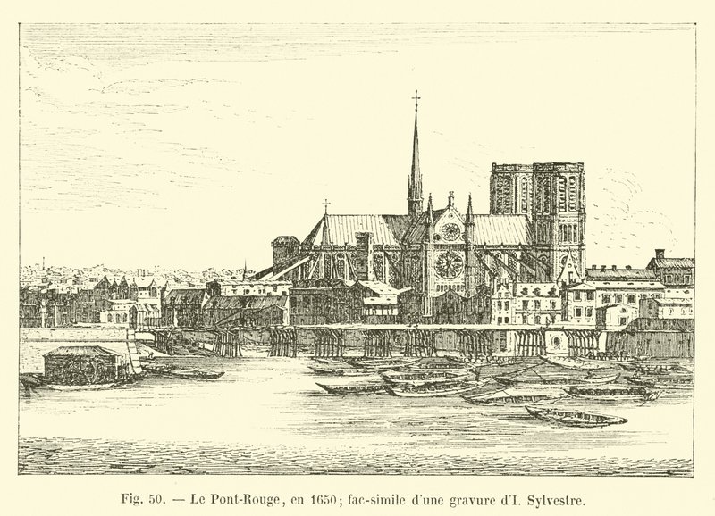 Czerwony Most w 1650 r.; faksymile ryciny Sylvestre autorstwa French School