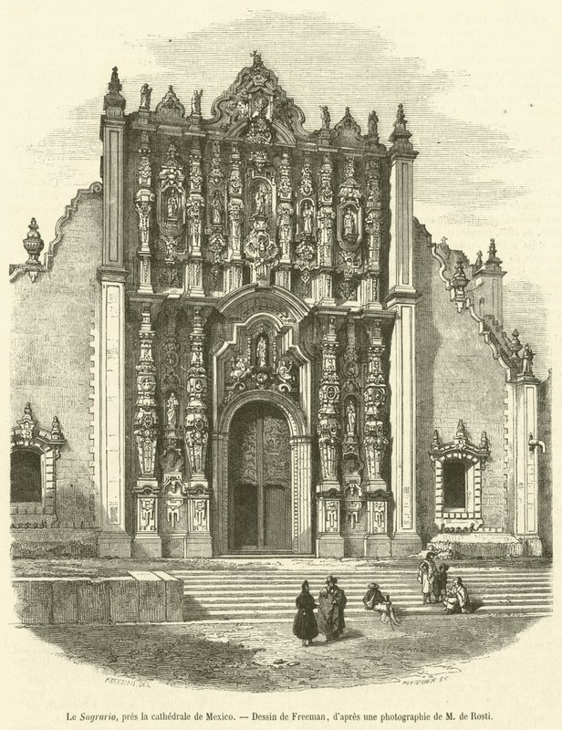 Le Sagrario, pres la Cathedrale de Mexico (rycina) autorstwa French School