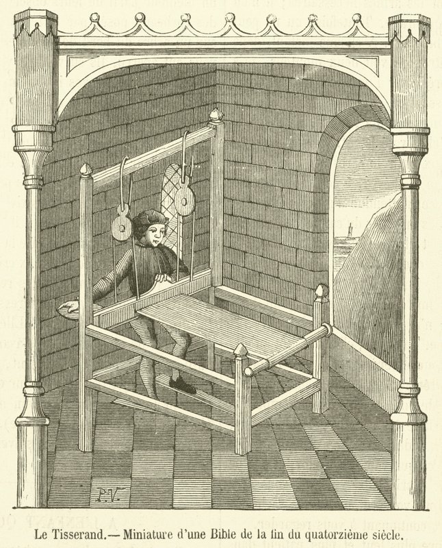 Tkacz, miniatura z Biblii z końca XIV w. (rycina) autorstwa French School