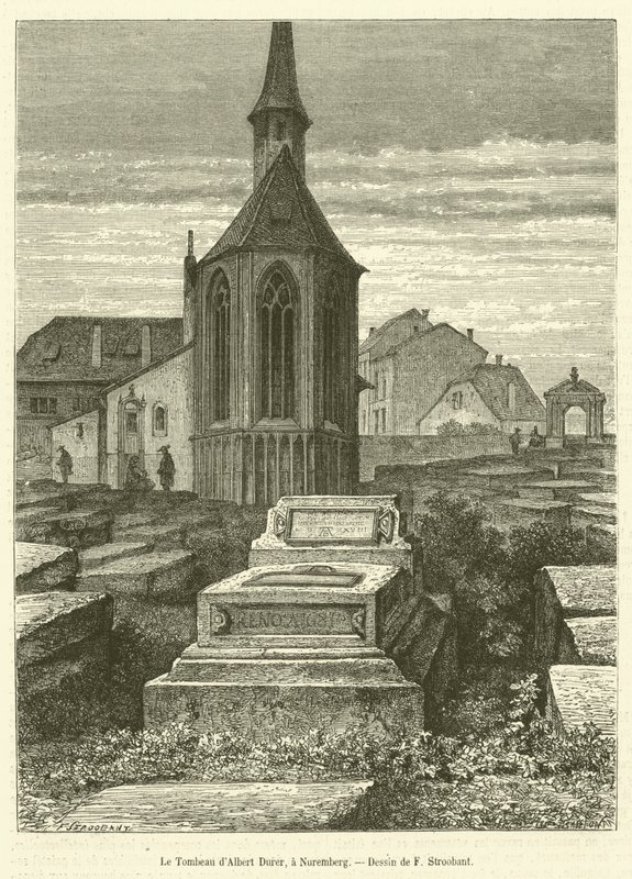 Grób Alberta Durera w Norymberdze (rycina) autorstwa French School