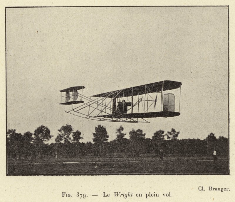 Le Wright en plein vol (Grawerowanie) autorstwa French School