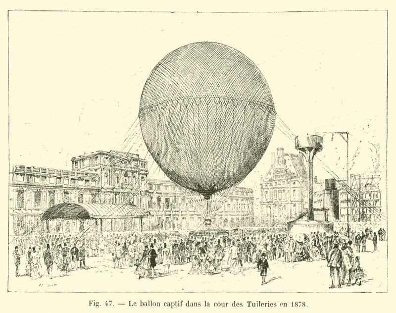 Balon w niewoli na dziedzińcu Tuileries w 1878 r. autorstwa French School