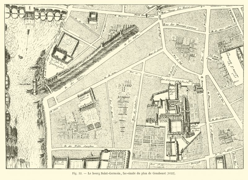 Miasto Saint-Germain, faksymile mapy Gomboust, 1652 autorstwa French School