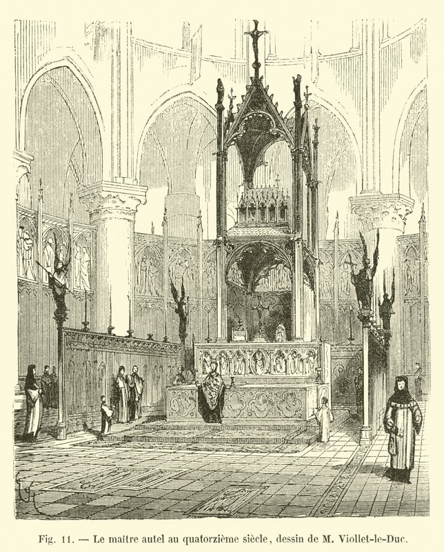 Ołtarz główny z XIV wieku, rys. M. Viollet-le-Duc autorstwa French School