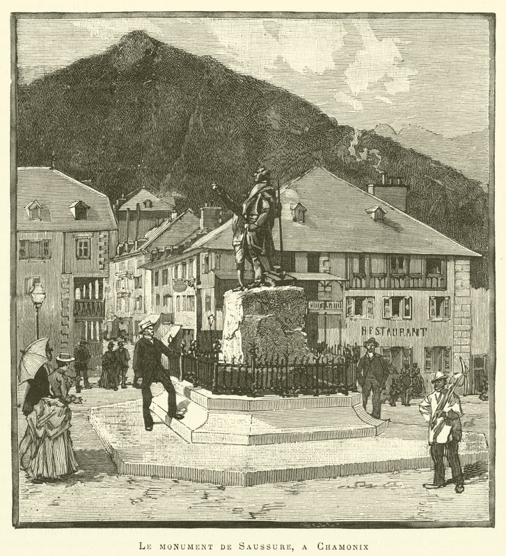 Pomnik Saussure, w Chamonix (rycina) autorstwa French School