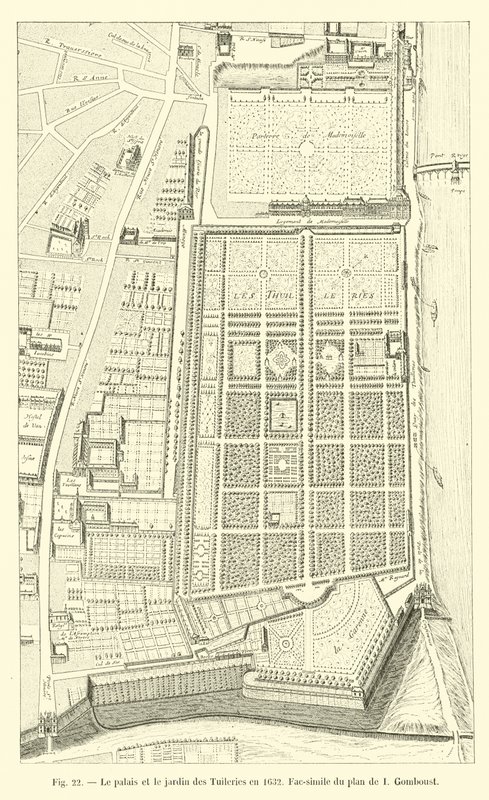 Pałac i ogród Tuileries w 1632 r., Faksymile planu I Gomboust autorstwa French School