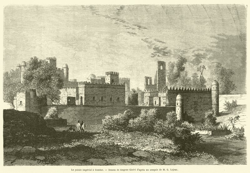 Le palais imperial a Gondar (grafika) autorstwa French School
