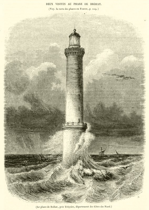 Latarnia morska Brehat, niedaleko Treguier, departament Côtes-du-Nord (rycina) autorstwa French School