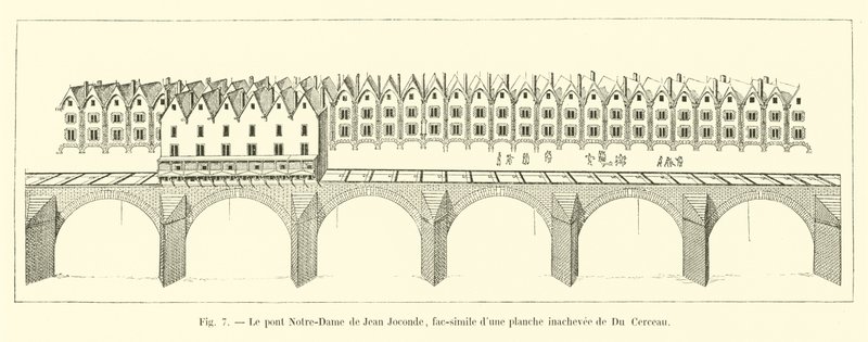 Most Notre-Dame Jeana Joconde, faksymile niedokończonej płyty Du Cerceau autorstwa French School