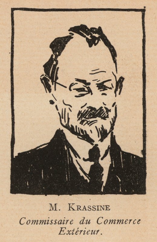 Leonid Krasin, rosyjski rewolucyjny polityk bolszewicki i ludowy komisarz handlu zagranicznego (litografia) autorstwa French School