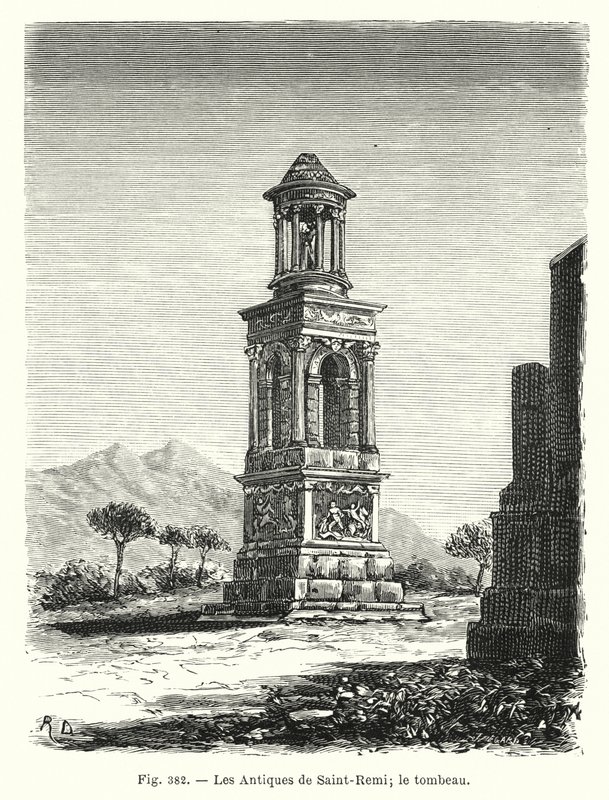 Antyki Saint-Remi; grób (rycina) autorstwa French School