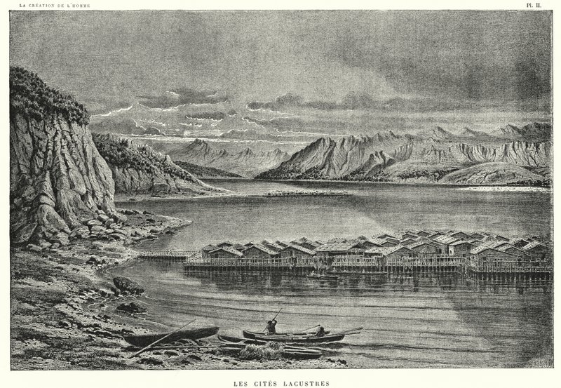 Miasta Lacustrine (rycina) autorstwa French School