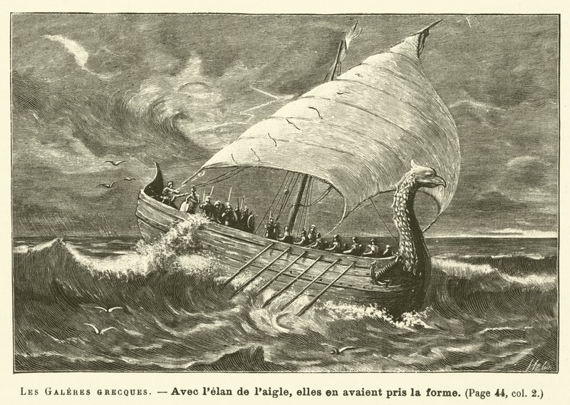 Les Galeres Grecques (grawerowanie) autorstwa French School