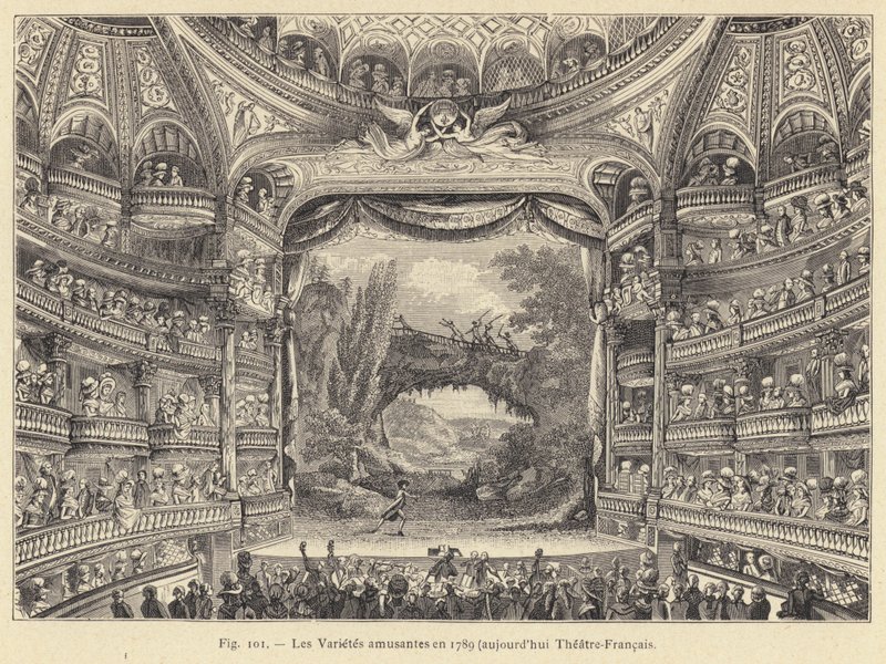 Rozmaitości zabawne w 1789 r., obecnie Theatre-Francais (rycina) autorstwa French School