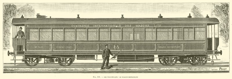 Wagons-Lits, Wagon-Restauracja (grawerowanie) autorstwa French School