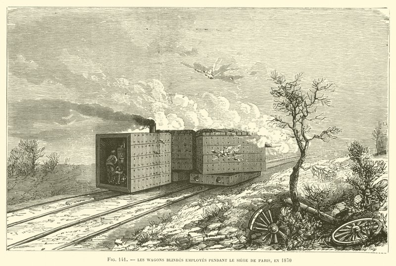 Ślepe wagony używane podczas oblężenia Paryża, 1870 (rycina) autorstwa French School