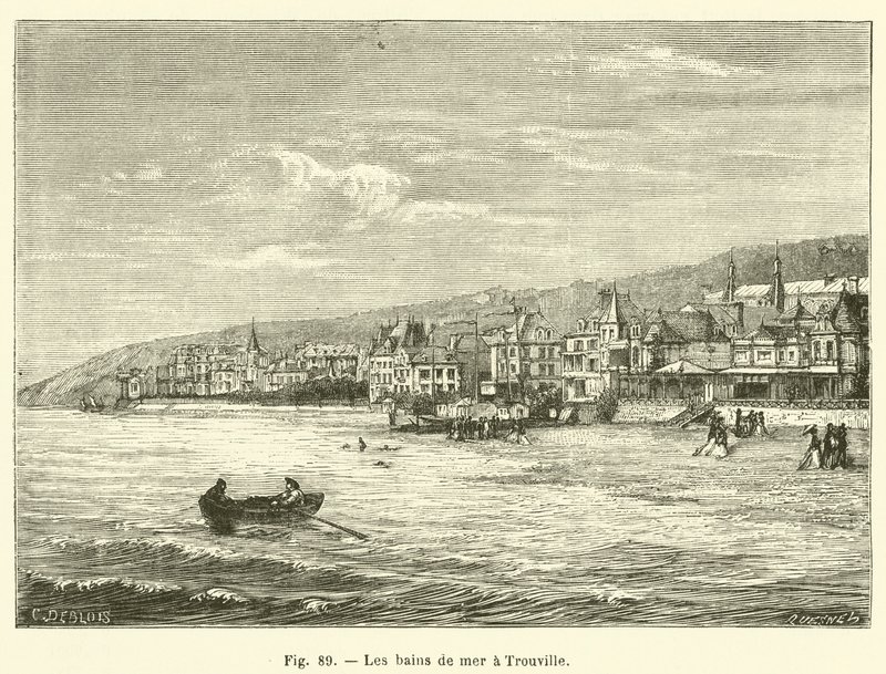 Kąpiel morska w Trouville (grawerowanie) autorstwa French School
