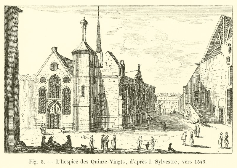 Hospicjum Quinze-Vingts, według I Sylvestre, ok. 1546 r. autorstwa French School
