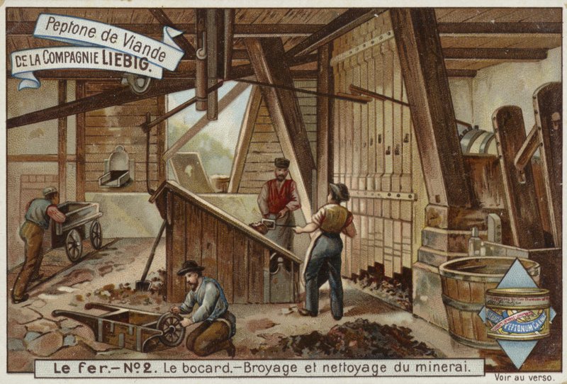 Karta Liebiga przedstawiająca przemysł żelazny autorstwa French School