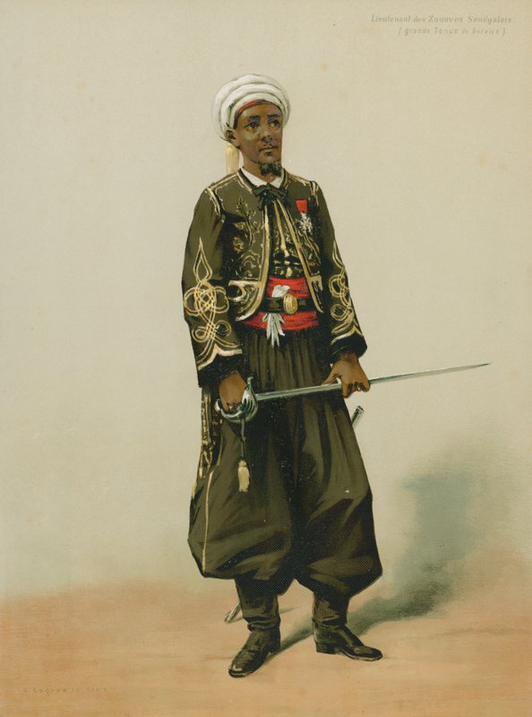 Porucznik senegalskich żuawów, pełny strój służbowy autorstwa French School