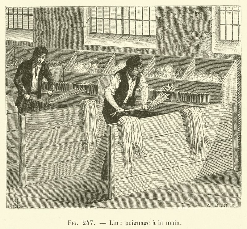 Len, czesanie ręczne (grawerowanie) autorstwa French School