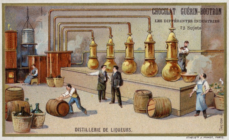 Gorzelnia likieru (chromolitho) autorstwa French School