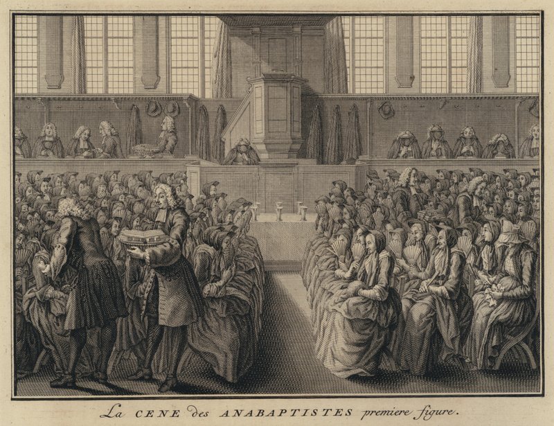 Wieczerza Pańska w kościele anabaptystów (rycina) autorstwa French School