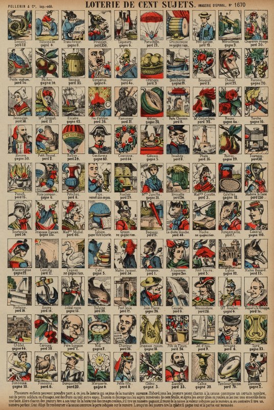 Loteria stu przedmiotów (kolorowy grawer) autorstwa French School