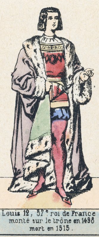 Ludwik 12, 57 król Francji, wstąpił na tron ​​1498, zmarł 1515 (kolorowa rycina) autorstwa French School