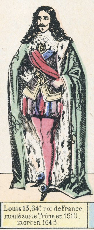 Ludwik 13, 64 król Francji, wstąpił na tron ​​w 1610, zmarł w 1643 (kolorowa rycina) autorstwa French School