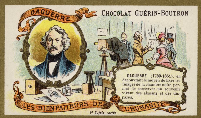 Louis Daguerre, francuski pionier fotografii (chromolitho) autorstwa French School