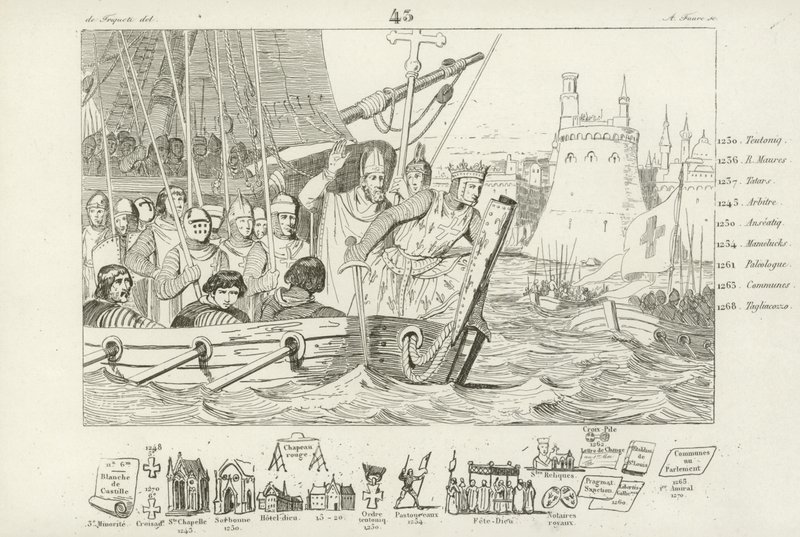 Ludwik IX z Francji dowodzący atakiem na Damiettę, Egipt, VII krucjata, 1249 autorstwa French School