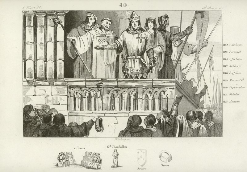 Ludwik VII podnoszący poparcie dla drugiej krucjaty, c1147 autorstwa French School
