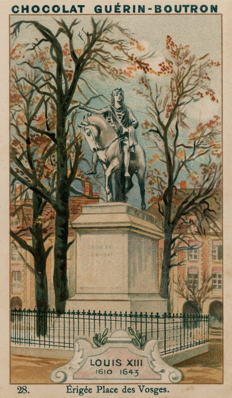 Ludwik XIII, 1610-1643, wzniesiony Place des Vosges autorstwa French School
