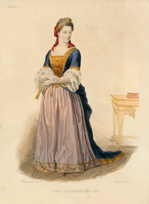 Madame Deshoulieres (kolorowy grawerunek) autorstwa French School