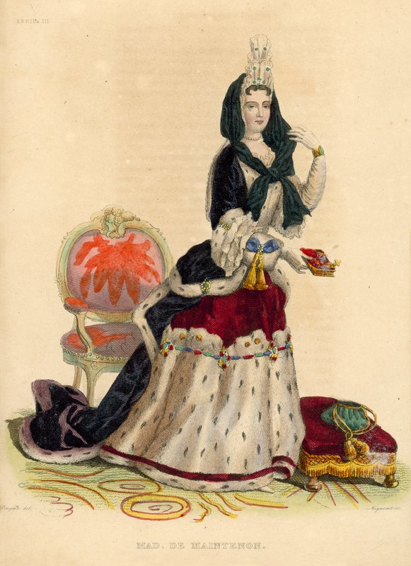 Madame de Maintenon (kolorowy grawerunek) autorstwa French School