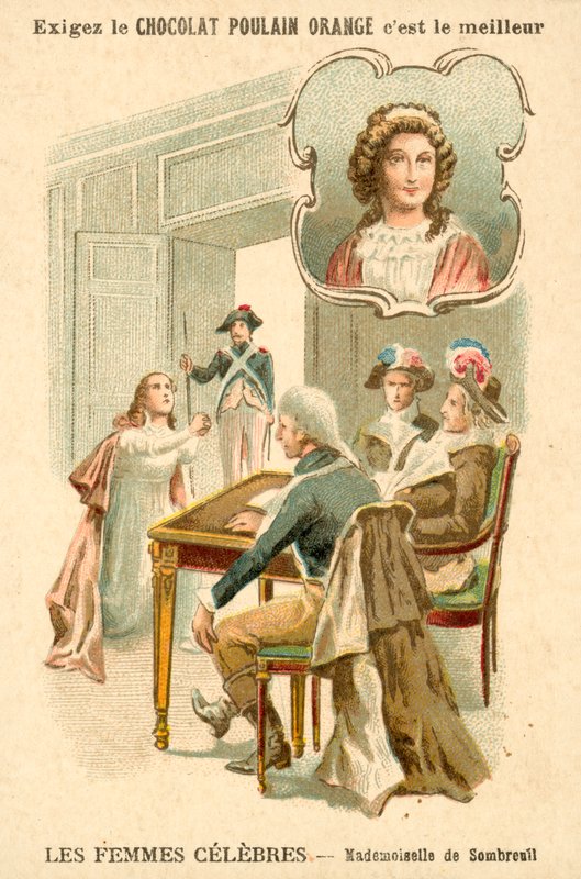 Mademoiselle de Sombreuil, Rewolucja Francuska (chromolitho) autorstwa French School