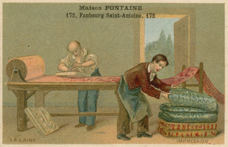 Karta handlowa Maison Fontaine, druk na wełnie autorstwa French School
