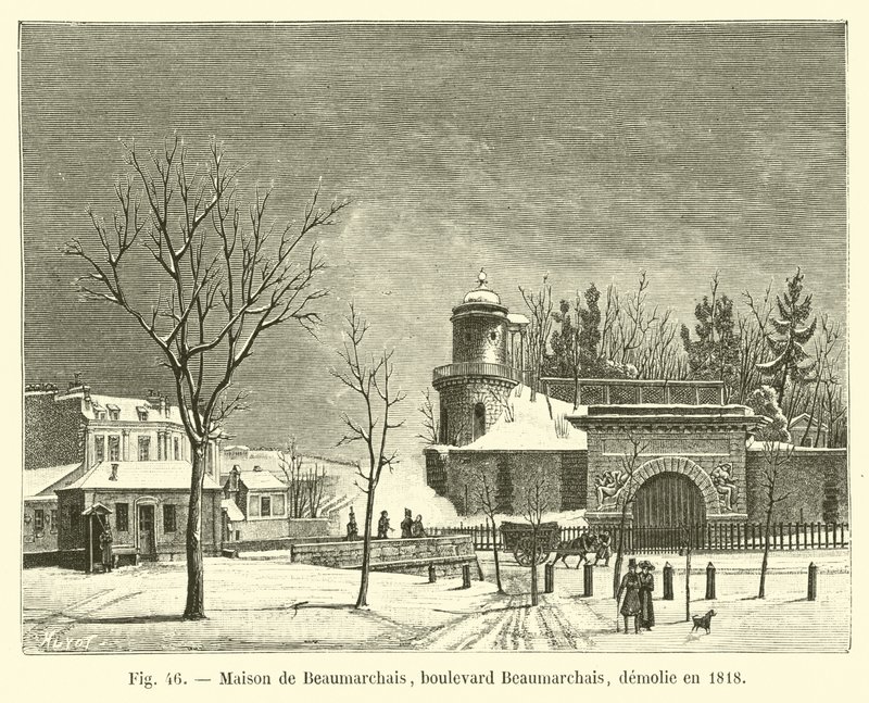 Maison de Beaumarchais, bulwar Beaumarchais, zburzony w 1818 r. autorstwa French School
