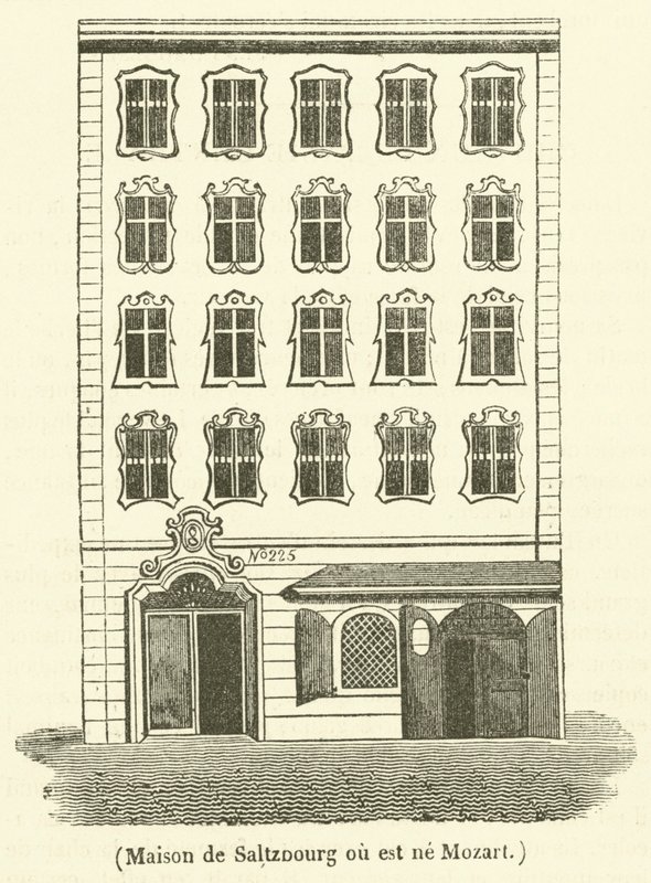 Dom w Saltzburgu, w którym urodził się Mozart (grafika) autorstwa French School