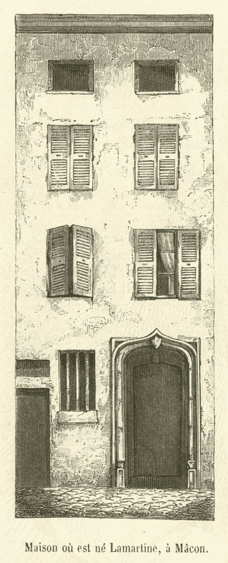 Dom, w którym urodził się Lamartine, w Macon (grafika) autorstwa French School