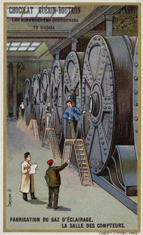 Produkcja gazu do oświetlenia. Hala licznikowa (chromolitho) autorstwa French School