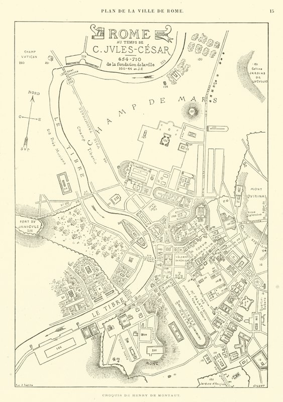 Mapa miasta Rzymu w czasach Juliusza Cezara (rycina) autorstwa French School