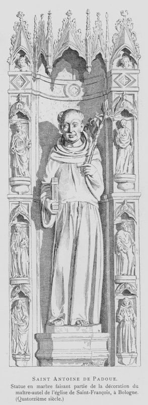 Marmurowy posąg św. Antoniego Padewskiego, bazylika św. Franciszka, Bolonia, Włochy (lito) autorstwa French School