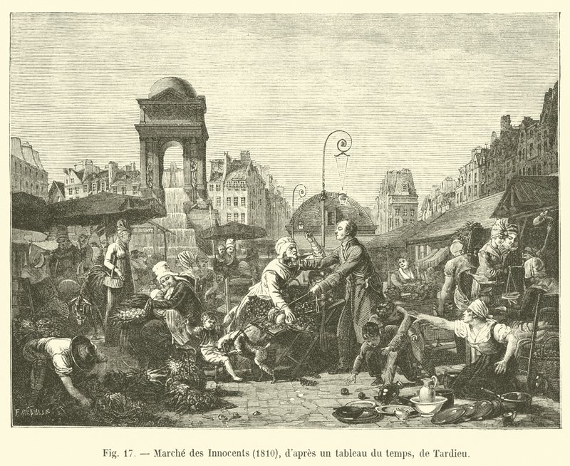 Marsz Niewiniątek, 1810, z ówczesnego obrazu autorstwa Tardieu autorstwa French School