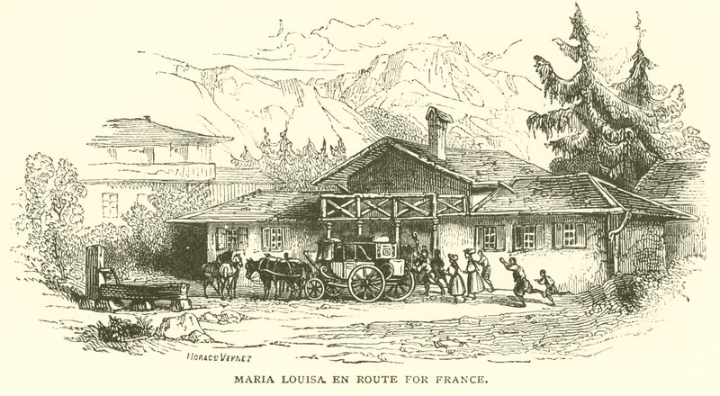 Maria louisa w drodze do Francji (grawerowanie) autorstwa French School