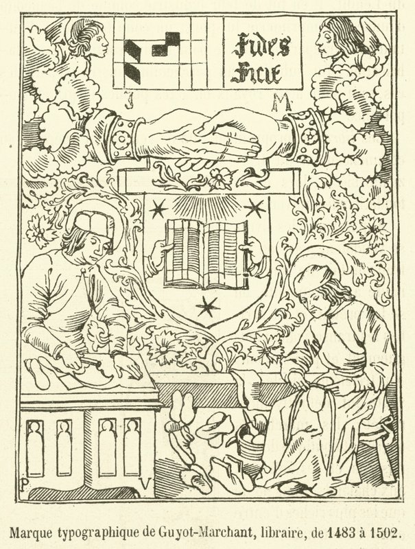 Znak typograficzny Guyot-Marchant, księgarz, od 1483 do 1502 (ryty) autorstwa French School