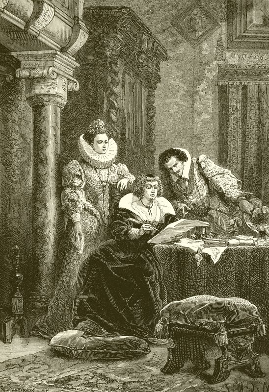 Maria de Medici, Concini i Leonara Galigai autorstwa French School