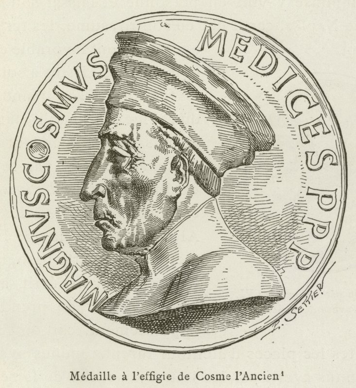 Medal z wizerunkiem Cosmo Starszego (grawerowanie) autorstwa French School