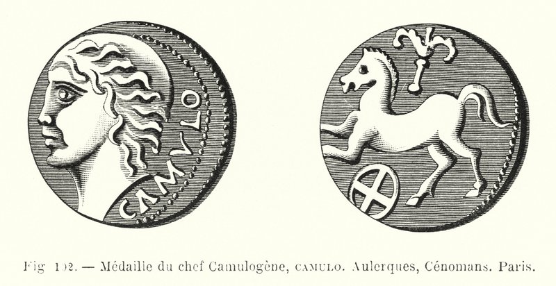 Medal wodza Camulogene, Camulo, Aulerques, Cenomans, Paryż (rycina) autorstwa French School